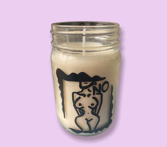 the STILL NOT CONSENT pillar candle